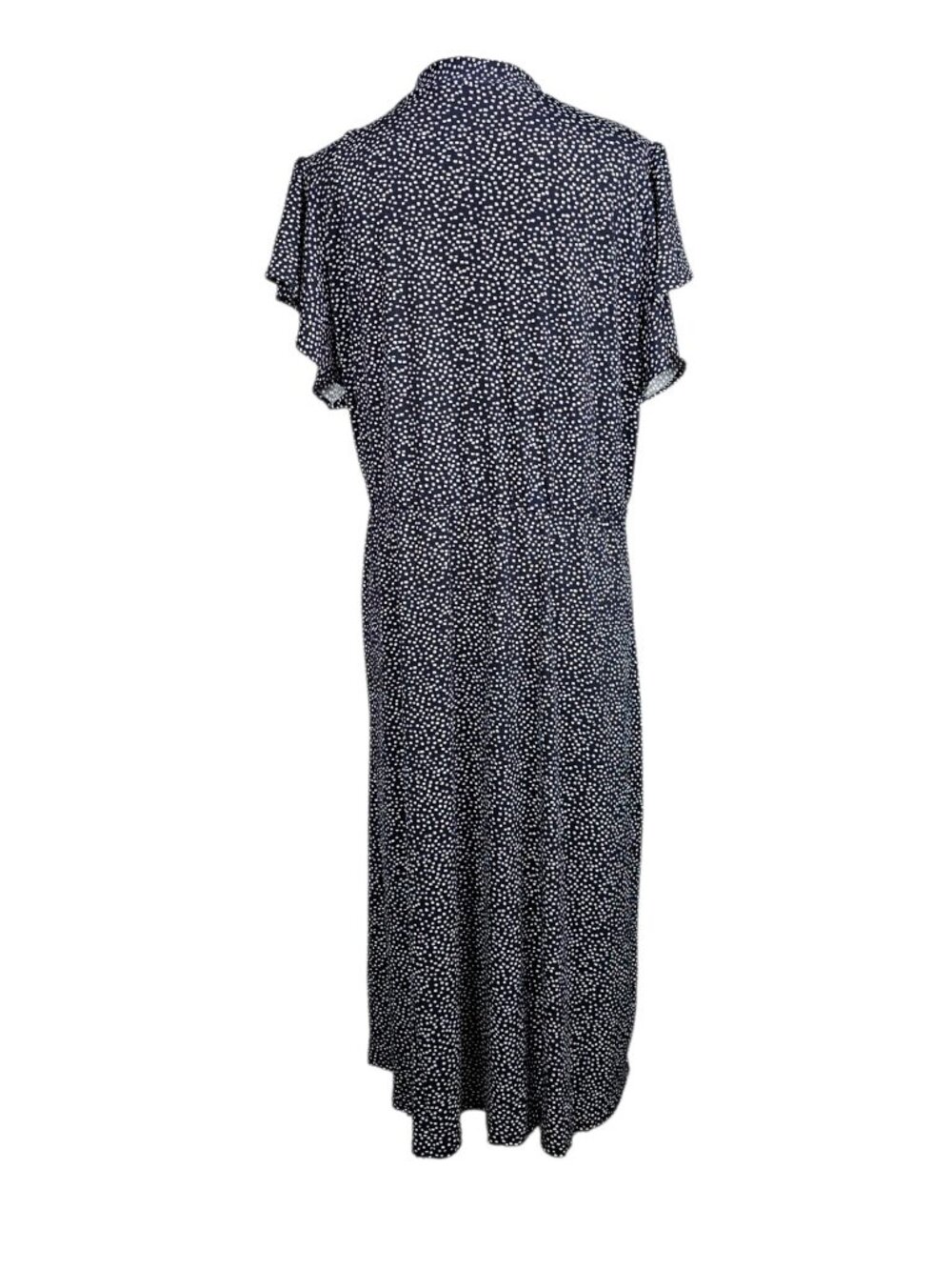 Adrianna Papell Navy Polka Dot Faux Wrap Midi Dress Flutter Sleeve New Size XL - Picture 7 of 9